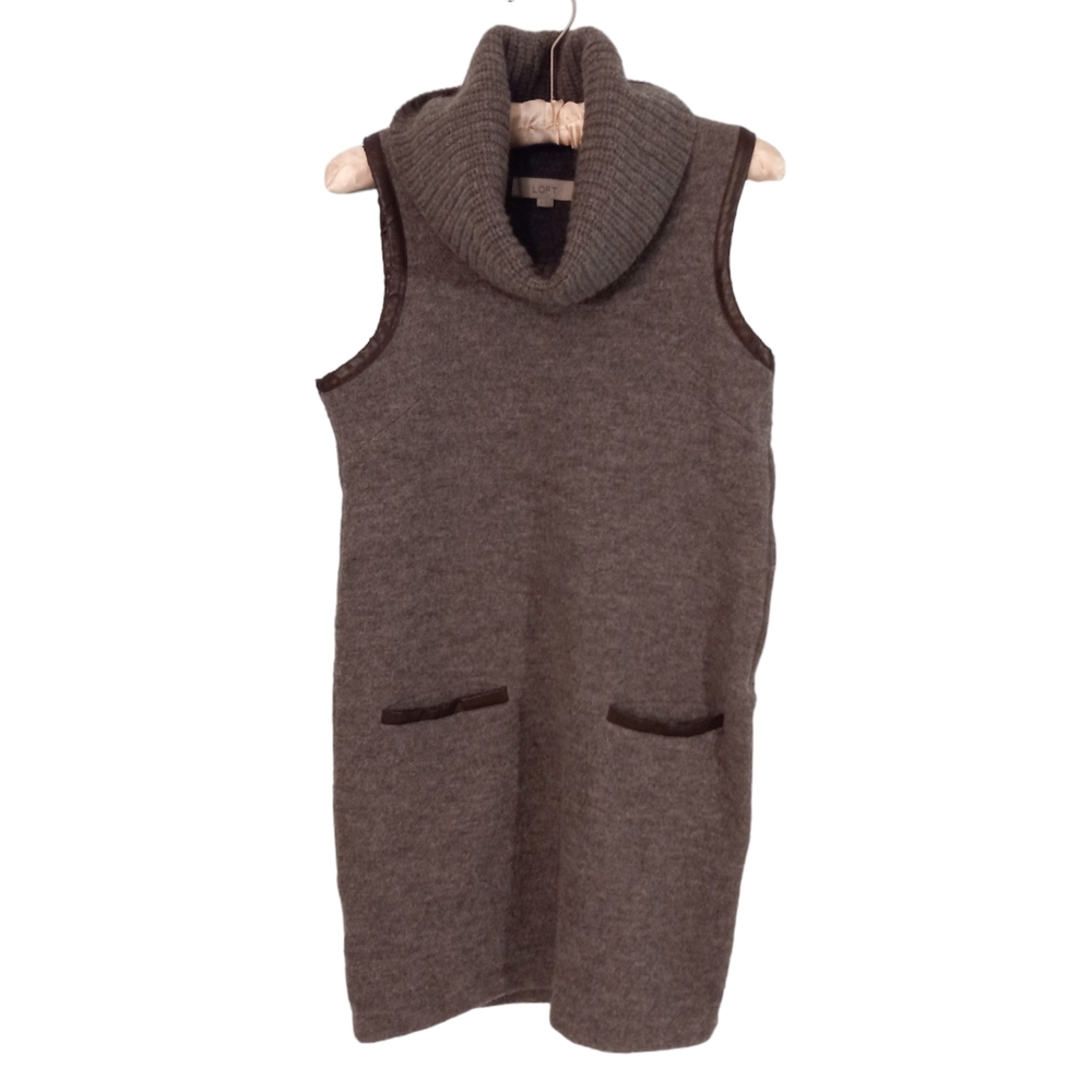 LOFT Merino Wool Sleeveless Turtleneck Tunic Sweater | US 4